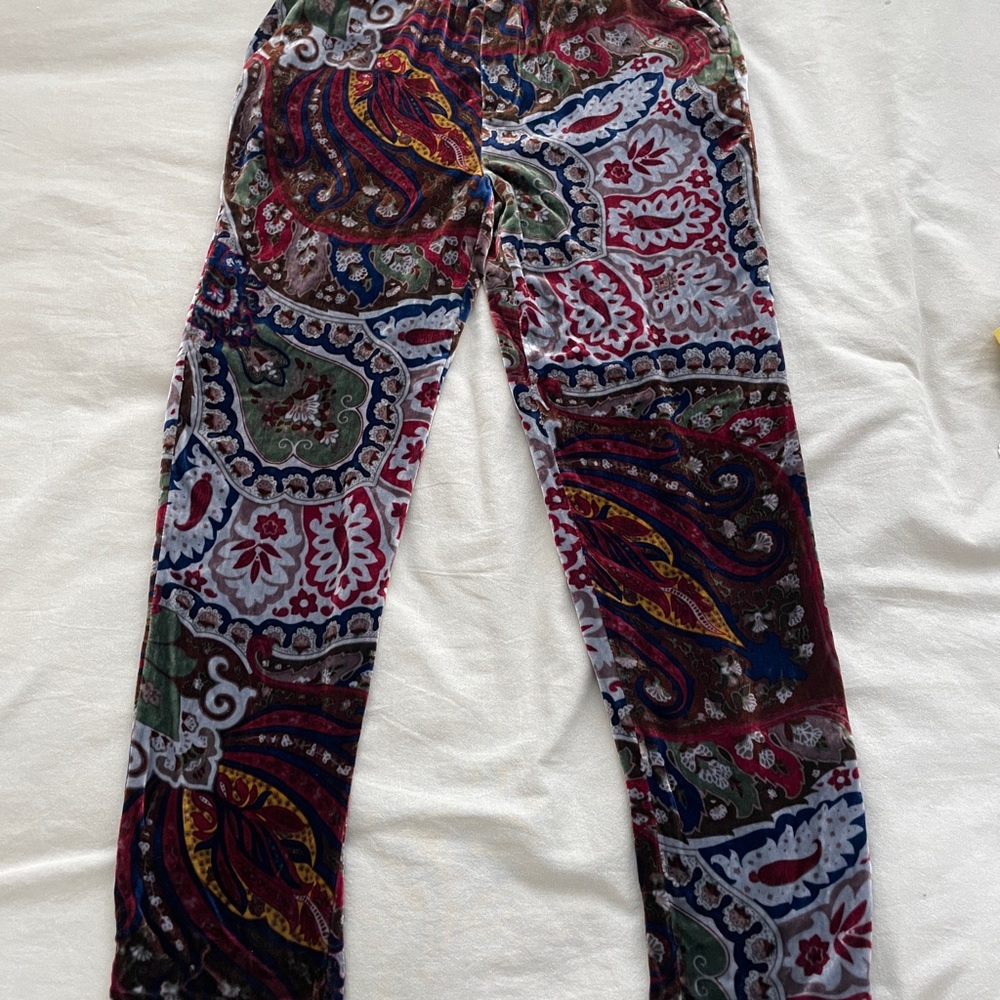 Velvet Paisley Pants by Zara Woman, Elastic Waist, NWT Size XS